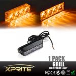 Xprite Amber Yellow 4 LED 4 Watt Emergency Vehicle Waterproof Surface Mount Deck Dash Grille Strobe Light Warning Police Light Head with Clear Lens