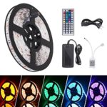 Boomile LED Light Strip 16.4ft Waterproof SMD 5050 300 LEDs, 12V DC Flexible Light Strips, Color Changing RGB LED Strip Kit with Power Plug 44Keys Remote Control for Christmas Party Home Decoration