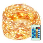 MZD8391 Dimmable LED Starry Lights with Remote Control, 66ft 200 Leds Copper Wire Light,Waterproof Rope Lights Suitable for Bedroom,Patio,Wedding, Parties,Warm White