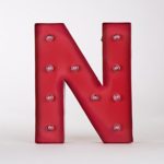 Glitzhome Vintage Marquee LED Lighted Letter N Sign Battery Operated Red
