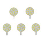 CBConcept 5-Pack, Side-Pin LED G4, 320 Lumens, 2 Watt (20W Equal), Soft White 4000K, 180° Beam Angle, Dimmable, Low Volt AC/DC 12 Volt, JC G4 Bi-Pin Base LED Disc Halogen Replacement Bulb