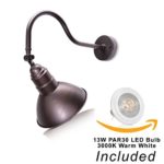 10″ Bronze Barn Light Fixture with Adjustable 19 3/4″ Gooseneck Arm and PAR30 LED Bulb Included – Indoor/Outdoor Use – Sign Lighting – LED Wall Lamps