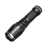 Hausbell T6-C LED Flashlight Torch Adjustable Focus Zoomable Tactical Flashlight Work Light with Magnet Base and Luminous Ring (Black)