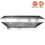 BV Stainless Steel 30″ Under Cabinet High Airflow (800 CFM) Ducted Range Hood with LED Lights