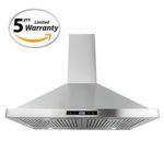 Cosmo 30 in. 380 CFM Ducted Wall Mount Range Hood, LCD Display Touch Control Panel Wall Mounted Kitchen Vent Cooking Fan Range Hood with Permanent Filters and LED Lighting