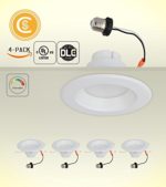 Lightess LED Recessed Lighting UL Listed,Dimmable LED Downlight, LED Ceiling Light, 4-Pack, 4 Inch 9W 3000K Warm White
