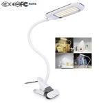 LED Desk Lamp Eye-caring Table Lamp,Clamp Lamp Light and Dimmable LED Lamp USB Charging Port for Reading,Studying,Working,Bedroom,Office(White)