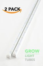 GrowPower LED T8 Plant Grow Light Tube Fixture for Hydroponic Indoor Garden Growing, Seeding, Vegetation, or Flowering, Daisy Chain, 2 ft, 2-Pack