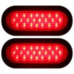 AMBOTHER 2pcs 6″ 22-LED Oval Red Stop/Turn Signal/Brake/Marker/Tail LED Light, Flush Mount for Truck Trailer Trail Bus 12V Red (Pack of 2)