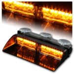 WoneNice 16 LED High Intensity LED Law Enforcement Emergency Hazard Warning Strobe Lights 18 Modes for Interior Roof / Dash / Windshield with Suction Cups (Amber)
