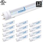 12-Pack of Hyperikon T8 LED Light Tube, 4ft, 18W (40W equivalent), 6000K (Very Bright White), Single Ended Power, Clear, UL-Listed [12 Tombstones Included]