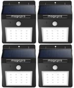 Solar Lights, MagicPro 16 LED Wireless Solar Lights Waterproof Motion Sensor Outdoor Light for for Patio, Deck, Yard, Garden with Motion Activated Auto On/Off (4-Pack)