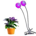 LED Grow Light -TopBest Full Spectrum Dual-lamp 16W 32LED Plant Lamp Lights Adjustable Dimmable 2 Levels Red&Blue 360 Degrees Flexible Gooseneck for Indoor Plants Hydroponic Tent Organizer