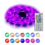 RaThun Led Strip Lighting 5-Meter 16.4 Ft 5050 RGB 150 Leds Flexible Color Changing Full Kit with 44 Keys IR Remote Controller,Control Box,12V 5A Power Supply for Home lighting Decorative