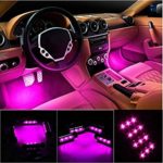 EJ’s SUPER CAR 4pc. Car Interior Decoration Atmosphere Light-LED Car Interior Lighting Kit,Waterproof, Interior Atmosphere Neon Lights Strip for Car?Pink?