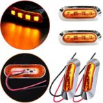 Ecosin Fashion 2x 12v 24v Amber/Red 4-LED Side Marker Tail Light Lamp Clearance Trailer Truck (Yellow)