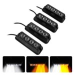 PME 4-LED Waterproof Emergency Beacon Flash Caution White / Amber Strobe Light Bar for Car SUV Pickup Truck Jeep (4PACK)