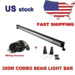 Led Light Bar Primeprolight Waterproof 300W 52″ inch Flood Spot Combo Work LED Light Bar with Wiring Harness Driving Offroad SUV Car 4WD Boat One year warranty