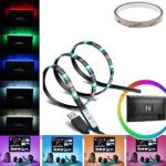 BonvieTech 5V USB Powered 35.4 inch Flexible Color Changing 5050 RGB LED Strip Light with 47.5 inch USB Cable for TV or PC Background Lighting Under Cabinet Mood Backlighting