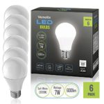 LED Bulbs Pack of 6 – A19 E27 7w Brightest 60W Soft White 3000k Light Bulb (Package May Vary)