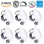 6 PACK – 11Watt 4″- Inch ENERGY STAR UL-Listed Dimmable LED Downlight Retrofit Baffle Recessed Lighting Kit Fixture, 3000K Warm White LED Ceiling Light, Wet Location — 600LM, CRI 90
