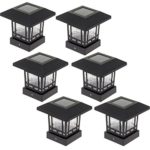 Westinghouse Eaton Solar 20 Lumens 4×4 Post Light for Wood Posts (Black, 6 Pack)