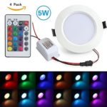 [Pack of 4]eSaveBulbs 5W Remote Control RGB LED Panel Light,Light Recessed Ceiling Light,Color Changing Led Lamp AC 85V~265V