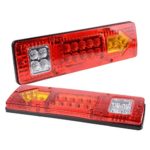 PerfecTech 1pair RV ATV Truck 19 LED Red White-Amber Integrated Tail Lights Turn Signal Running Lamp