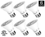 Hyperselect PAR20 LED Light Bulb, 8W (50W Equivalent), 5000K (Crystal White Glow), 490 lumens, Flood Light Bulb, Non Dimmable, Medium Base (E26), UL – Great for Patio, Appliances, Outside Use (6 Pack)