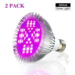2 PACK LED Grow Lights Bulb, Pathonor E27 48W LED Full Spectrum High Efficient Hydroponic Plant Grow Lights for Garden Greenhouse, Grow Tent Bulb and Hydroponic Aquatic