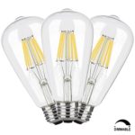 CRLight 8W Dimmable Edison Style Vintage LED Filament Light Bulb, 4000K Daylight (Neutral White) 800LM, E26 Medium Base Lamp, ST21(ST64) Antique Shape, Clear Glass Cover, 80W Equivalent, 3 Pack