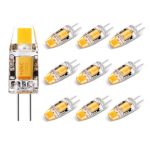 Yuiip 10pcs G4 1.2W COB LED Warm White Light bulbs AC/DC 12V Non-dimmable Equivalent to 10W T3 Halogen Track Bulb Replacement LED Lights