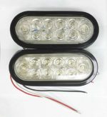 Set of 2 White/Clear 6″ Oval 10 LED Trailer Reverse Backup Light w/Grommet and Plugs – 24027