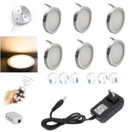 Aiboo Dimmable LED Under Cabinet Kitchen Counter Lighting Fixture Wireless RF Control 6 Ultra Slim Puck Lights Kit, Total of 12W (Warm White)