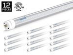 Hyperikon T8/T10/T12 LED Light Tube, 8FT, UL-Listed, 36W (75W equivalent), 5000K (Crystal White Glow), Clear Cover, Dual-Ended Power, 3800 Lumens – (Pack of 12)