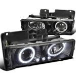Spec-D Tuning LHP-C1088JM-RS Chevy GMC C10 Pickup Silverado Suburban Black Halo Led Projector Headlights