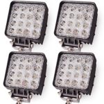 Oplips 4Pack 48W 4 inch Square LED Work Light Lamp Off Road High Power ATV Jeep Wrangler 4×4 Rv Trailer Boat Tractor Truck Excavator Fork Lift Camping Boat Tractor (4 x 48w Work Light)