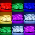 Strip Led Waterproof 16.4ft/5m Flexible LED Light Strips 300 Units SMD 5050 LEDs 12V DC RGB Waterproof with 24 Keys IR Remote Controller for Gardens/Homes/Kitchen/Cars/Bar