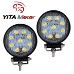 YITAMOTOR 2PACK 4Inch 27W Round LED Work Light 60 Degree Flood Beam Off Road Driving Light Fog Lights Waterproof for Jeep Truck Car ATV SUV Jeep Boat 4WD ATV