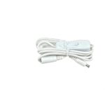 Hanvex HSQ6W 6 ft 20AWG 2.1mm x 5.5mm DC Power Supply Extension Cable with Inline Switch, White, for LED Light Strip and Signage