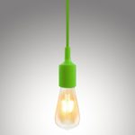 UL-listed Single Socket Pendant Light Fixture (Multi-color Options), Textile Insulating Lamp Cord, Silicon E26/E27 Lamp Holder for Home, Commercial, Club, Counter, Accent & Decorative Lighting, GREEN