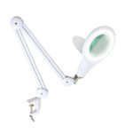 Brightech – LightView PRO SuperBright 56 LED Magnifier Lamp – Adjustable Swivel Arm – 5 Diopter 5″ Lens – Space Saving Clamp – White