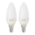 Ikea E12 LED Light Bulb (2 Pack) 200 Lumen 3 Watt Candle