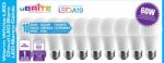 uBRITE A19 LED Light bulb, Warm White 2700K 8W (60 Watt Equivalent) 10 – Pack