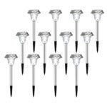 Ohuhu Stainless Steel Solar Garden Lights / Path Lights, Landscape Solar Light for Outdoor Path Patio Yard Deck Driveway and Garden, 12-pack