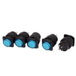 DC 3V Blue LED Light SPST NO 4-Pin 16mm Thread Push Button Switch 5pcs