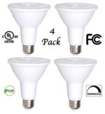 4 Pack Bioluz LED PAR30 LED Bulb, 12w Dimmable Flood Light Bulb, 100w Halogen Bulb Equivalent, 850 Lumen 3000K Indoor / Outdoor UL Listed