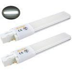 Bonlux 2-pack 6W GX23 2-Pin LED PL Retrofit Lamp 13W GX23d CFL Replacement 180° Beam Angle Daylight 6000k LED PL Horizontal Recessed Down Light Bulb (Remove/bypass the Ballast)