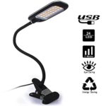 Dimmable LED Desk Lamp Lofter 5W USB Powered Eye-caring Table Lamps with 24 LEDs, 2 Dimming Levels, 3 Lighting Modes Flexible Clip On Lights for Reading,Studying,Working,Bedroom,Office (Black)