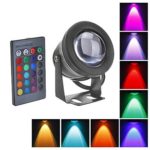 RC 12V(AC/DC) 10W Waterproof Color Changing Outdoor RGB LED Flood Light with 24 Key Remote Control